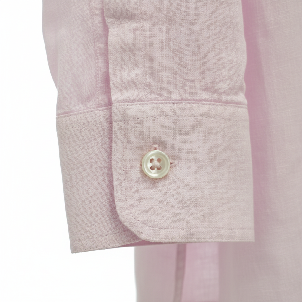 Camicia lino rosa - dettaglio polsino