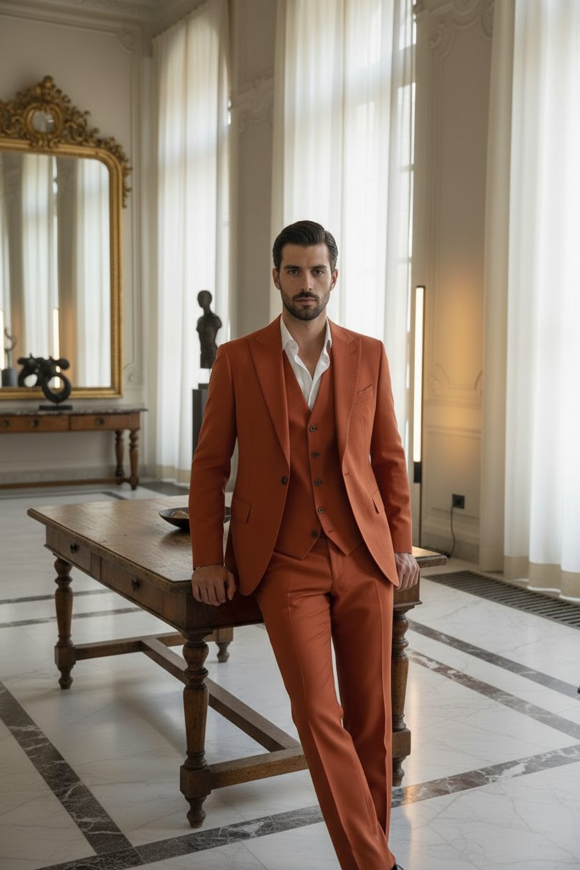 Modello completo tre pezzi camicia bianca
