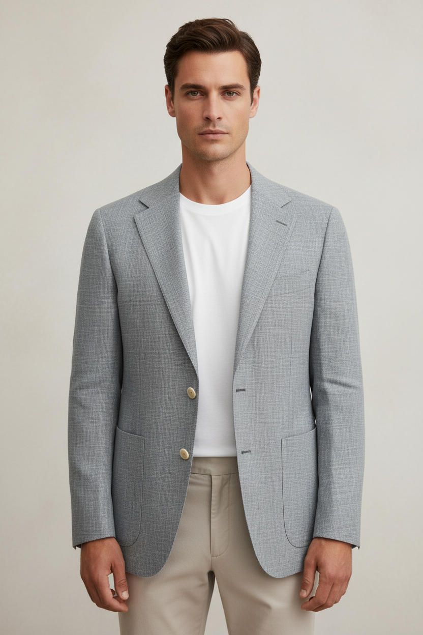 Blazer lino grigio - indossato da uomo