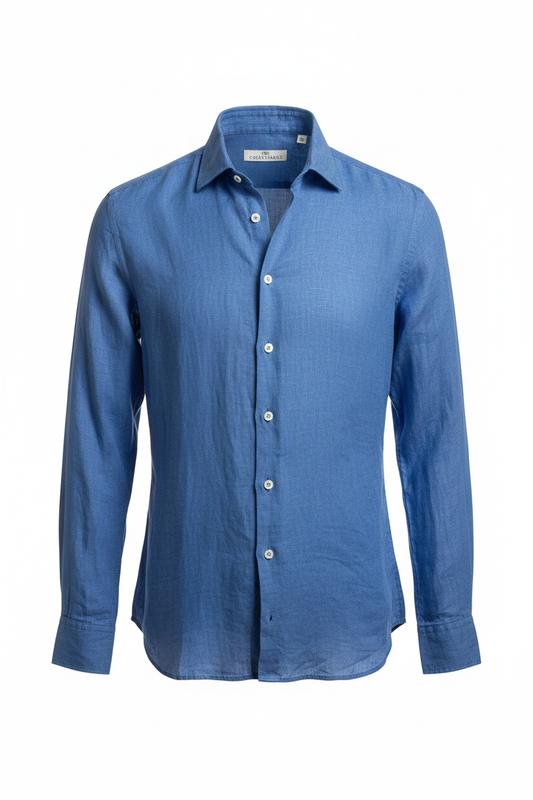 Camicia Lino Lavato Ottanio Collo Francese - ghost mannequin
